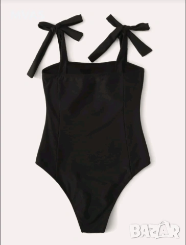 Нов дамски черен цял бански с връзки панделки М размер, снимка 5 - Бански костюми - 54084351