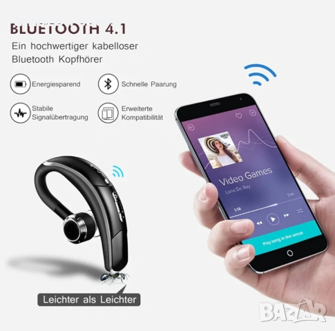 MPOW Crescent Bluetooth слушалка с микрофон за шумопотискане CVC6.0, снимка 6 - Bluetooth слушалки - 54654865