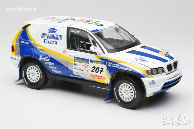 BMW X5 X-Raid n.207 Dakar Rally 2004 - мащаб 1:18 на Solido моделът е нов в кутия, снимка 6 - Колекции - 55430892