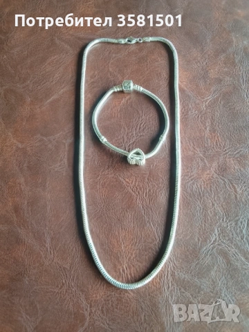 Сребърен Комплект Пандора, снимка 2 - Колиета, медальони, синджири - 54315590