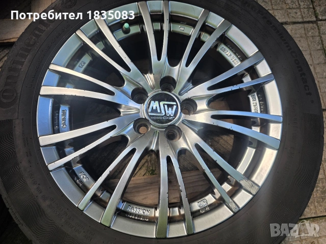 Лети джанти 16ки 5х100 MSW O.Z.Racing + летни гуми 205/55/16 Continental, снимка 6 - Гуми и джанти - 55067586