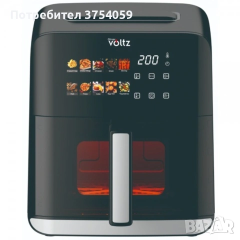 Еърфрайър с горещ въздух Oliver Voltz OV51980CE, 1200W, 4L, 10 програми, LED дисплей, прозорец, снимка 6 - Уреди за готвене на пара - 55160430