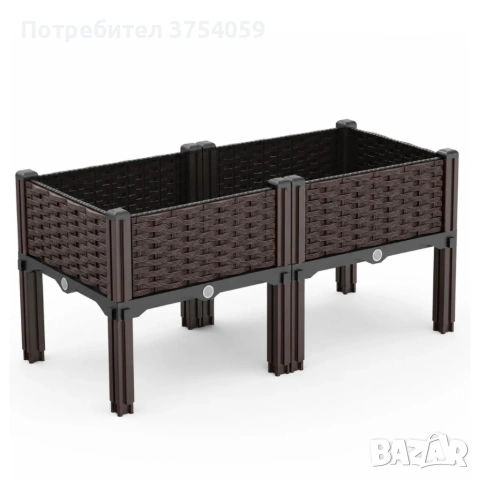 Повдигната градинска саксия за цветя, билки и зеленчуци 80x40x38 см – Модулен дизайн с ратан ефект, снимка 9 - Декорация за дома - 55147638