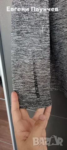 Under armour размер L мъжка фланелка с дълъг ръкав и качулка в сиво , снимка 4 - Блузи - 55409718