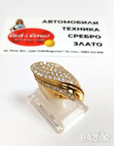 Златен дамски пръстен 14К.Тегло 10.56 гр.Размер 55.Цена 770 €., снимка 2 - Пръстени - 55641092