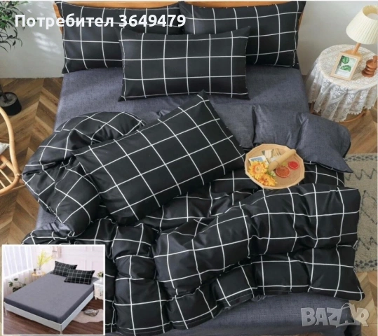 Спален комплект от 4 части с ластик, снимка 2 - Спално бельо - 54213052