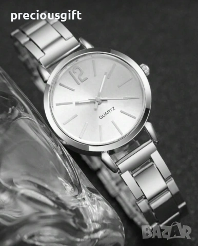 Дамски комплект от 5 части - часовник, гердан, гривна, пръстен и обеци, снимка 6 - Дамски - 54139236