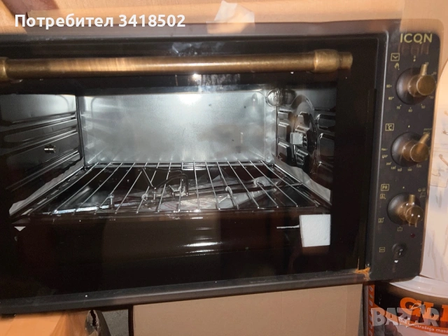 Чисто нова мини фурна ICQN 60L, 2000W, конвекция и грил – ретро дизайн, снимка 4 - Печки, фурни - 54813399