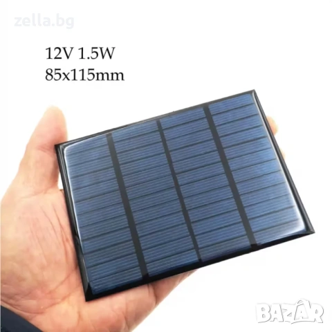Мини соларен фотоволтаичен панел 12V 1.5W – Компактни фотоволтаични клетки 115x85 мм за DIY 10027, снимка 4 - Друга електроника - 54656008