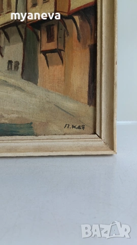 Vintage картини от стария град ,  Пловдив . Масло върху платно в дървена рамка. , снимка 3 - Картини - 54896272