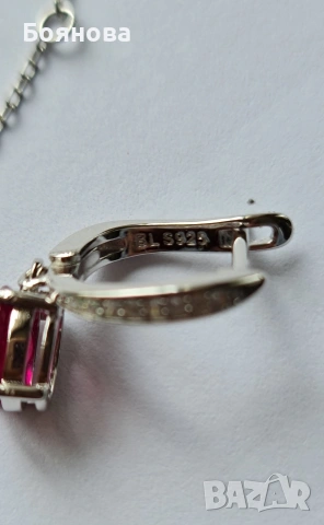 Сребърен комплект от естествен Рубин , снимка 3 - Колиета, медальони, синджири - 54166155