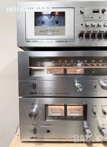 🔊Топ ретро аудио сет - система AKAI AM-2450, AT-2450L, GXC-740D+ опция грамофон AKAI🔊, снимка 4 - Аудиосистеми - 55068747