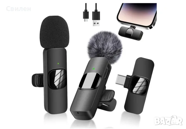Безжичен микрофон Lavaliera K9-IP-2, комплект 2-в-1, шумопотискане, 6 часа батерия, снимка 3 - Други - 55499613