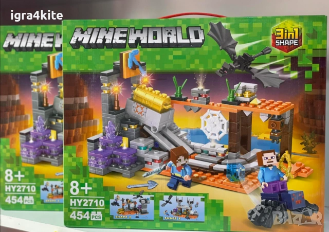 Конструктор 3в1 за изграждане Minecraft World 454 части с LED светлини