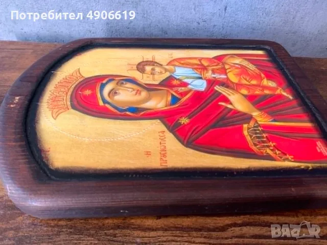 Красива икона Света Богородица Прусиотиса върху масивно дърво, снимка 5 - Антикварни и старинни предмети - 55605321