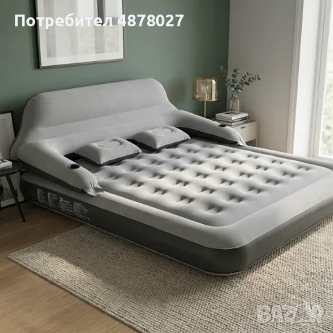 Надуваемо легло Queen Size с облегалка и възглавници – Луксозен комфорт за дом, къмпинг и гости, снимка 8 - Надуваеми легла - 55532576