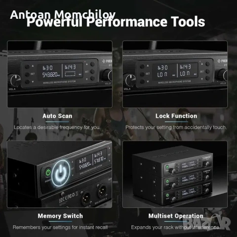 Безжични микрофони Phenyx Pro PTU-71-2H UHF, снимка 5 - Микрофони - 54805385