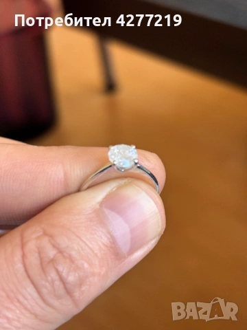 Пръстен с естествен диамант, снимка 4 - Пръстени - 54293394