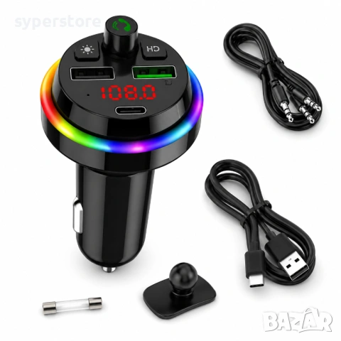 FM трансмитер за кола Bluetooth зарядно 12-24V USB LED дисплей SP01417 F17, Bluetooth връзка