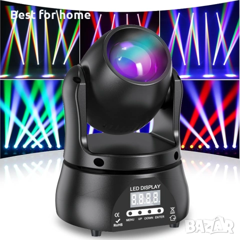 U`King 40W LED движеща се глава, RGBW лъчево осветление, сценични светлини с DMX звуково активиран , снимка 2 - Лед осветление - 54903449