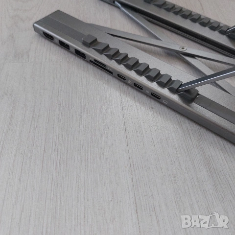 Професионална 8-в-1 Алуминиева Стойка за Лаптоп с USB-C Докинг Станция (4K HDMI, 100W PD), снимка 2 - Кабели и адаптери - 53995205