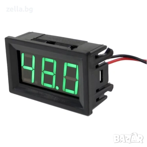 Комплект от 5 броя дигитални волтметра за вграждане DC 5V-120V, зелен LED – за автомобил 10389, снимка 12 - Друга електроника - 54691909