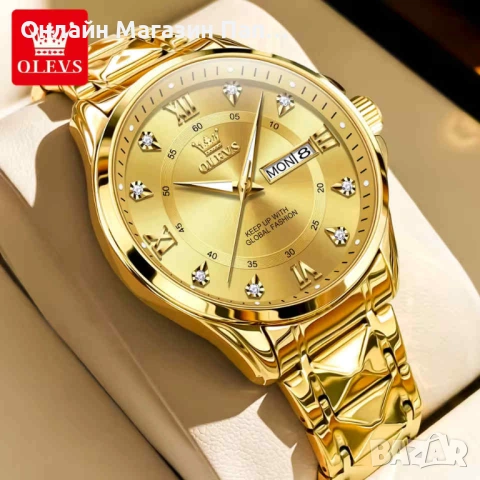 OLEVS 2906 Луксозен Мъжки Кварцов Часовник с Календар, снимка 7 - Мъжки - 54211710
