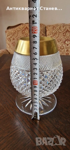 Великолепен кристален бокал с позлата, снимка 6 - Чаши - 55157224