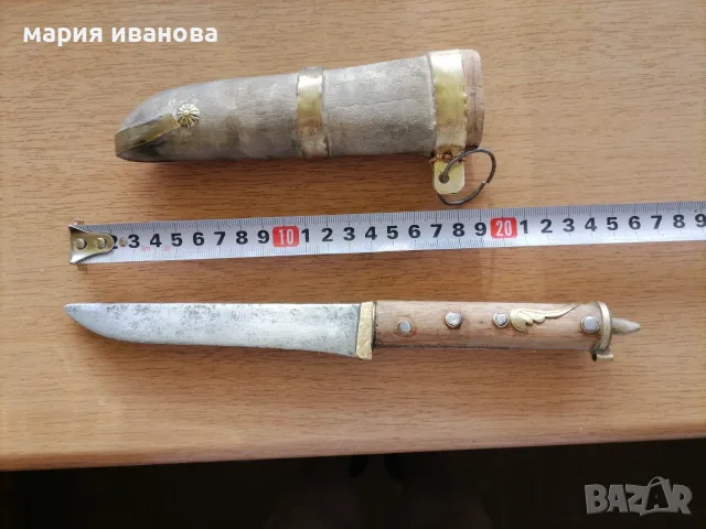 Стар овчарски нож с дървена кания , снимка 4 - Антикварни и старинни предмети - 55083932