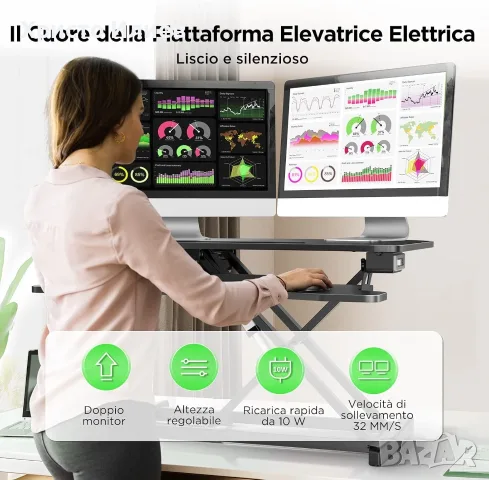 Бюро Работна станция с електрическо повдигане, снимка 2 - Бюра - 55457199