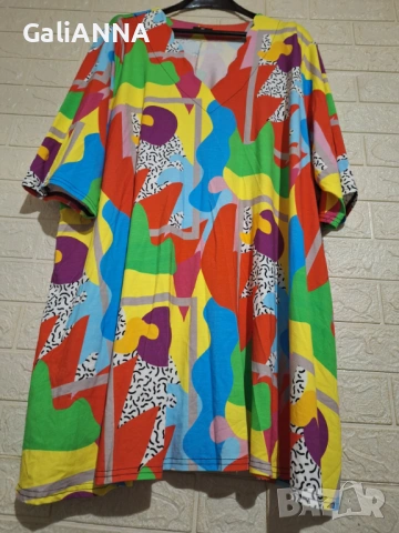 СТРАХОТНА ЦВЕТНА ТУНИКА 4XL-6XL, снимка 2 - Туники - 54585735