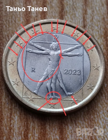 1 Евро Йталия -2023г, снимка 2 - Нумизматика и бонистика - 54531073