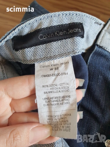 Мъжки дънки Calvin Klein Jeans W32, тъмносини 98,5% памук 1,5% еластин, снимка 11 - Дънки - 54606743