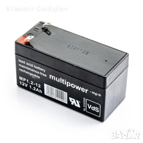 Multipower MP1,2-12 / 12V 1,2Ah оловен акумулатор AGM с VdS одобрение, снимка 2 - Друга електроника - 54941055