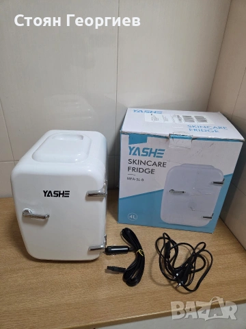 Мини хладилник YASHE Mini Fridge 4 литра 220V-12V DC Бял