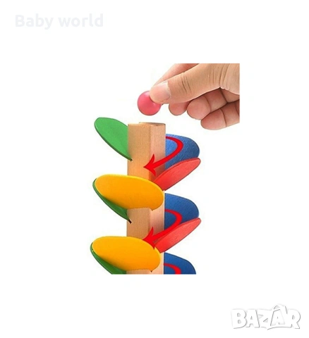 Дървена играчка Smart Baby - Кула с падащи топчета, снимка 3 - Образователни игри - 54792722