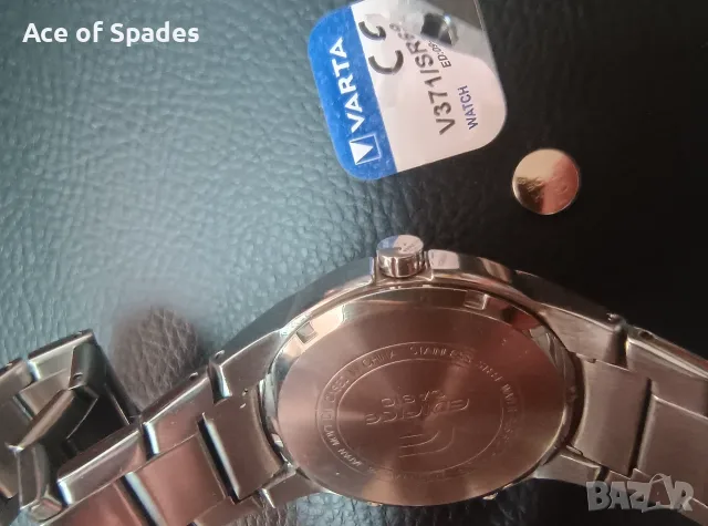 Мъжки  Casio Edifice EFA-128D-2AV с нова батерия Varta 371, снимка 8 - Мъжки - 55690313