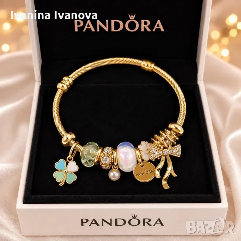 Дамски позлатени гривни Pandora 💎, снимка 3 - Гривни - 55641565