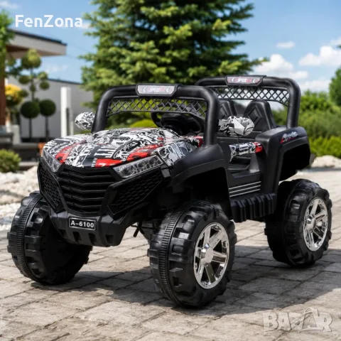 Детско електрическо бъги 4×4 с дистанционно, LED, USB и MP3 – 4 мотора, бяло, снимка 5 - Електрически играчки - 55517559
