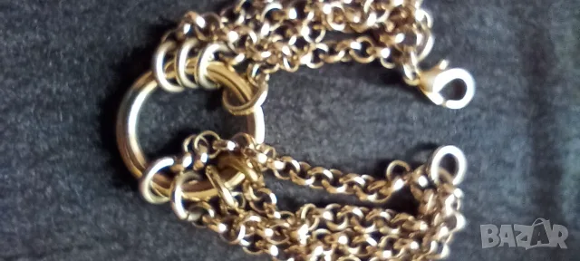 Дамска сребърна, позлатена гривна 