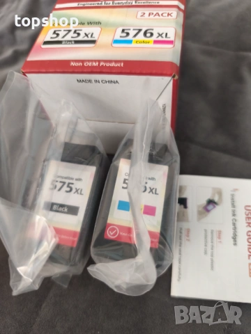 Чисто нови запечатани! Комплект мастилени касети 575XL и 576XL за Canon (Черна + Цветна)  