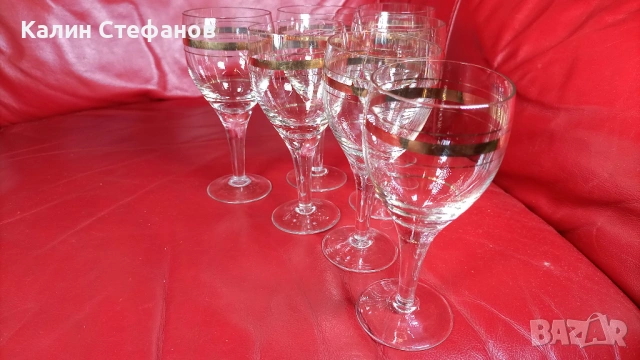 Ретро ракиени чашки, столче, златни кантове , снимка 5 - Чаши - 54731150