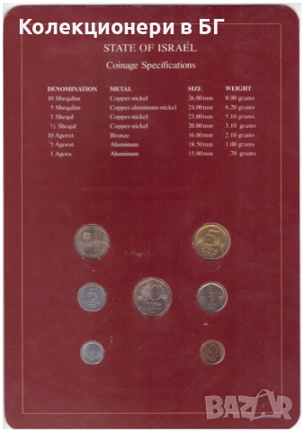 СЕТ СЕДЕМ МОНЕТИ ОТ ИЗРАЕЛ ⭐THE FRANKLIN MINT⭐, снимка 4 - Нумизматика и бонистика - 54780258