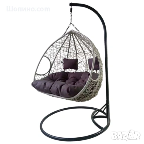 Висяща двойна люлка – кресло, модел 1144F  , снимка 3 - Градински мебели, декорация  - 54366373