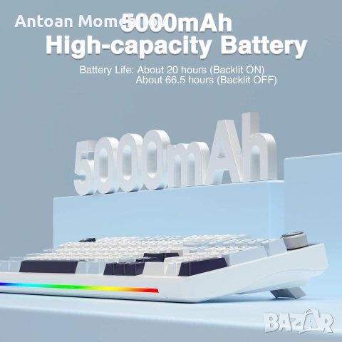 Механична клавиатура AULA S98 Pro White&Blue RGB дисплей, снимка 2 - Клавиатури и мишки - 55034931