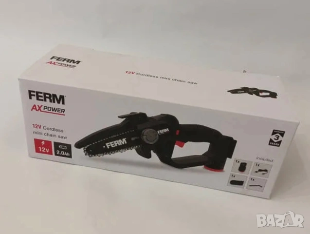 Акумулаторен верижен трион FERM AX POWER 12V 125 мм с батерия 2Ah