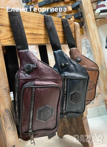 Мъжка чанта за кръста естествена кожа ръчна изработка., снимка 7 - Чанти - 54266376