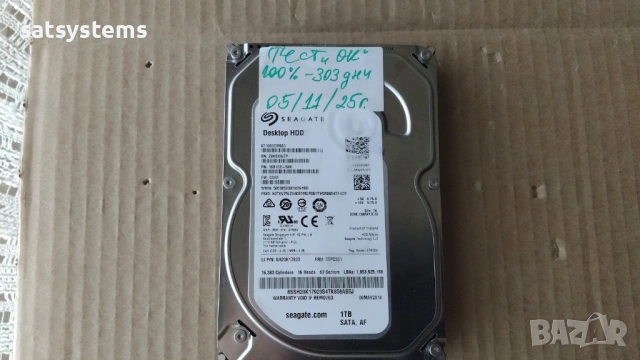 Хард диск Seagate Barracuda Desktop HDD ST1000DM003 1TB SATA 6.0Gb/s, снимка 2 - Твърди дискове - 53669528