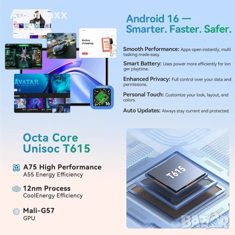 SVITOO Android таблет 10 инча, Android 16 таблет за деца и възрастни, осемядрен, 20GB RAM 128GB, снимка 5 - Таблети - 54454032