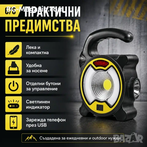 Преносима акумулаторна къмпинг соларна лампа осветление LED фенер USB зареждане за риболов палатка, снимка 7 - Къмпинг осветление - 51016970